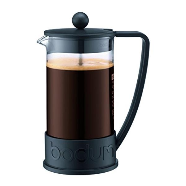 Cafetera de prensa francesa Bodum Brazil de 940 ml, vidrio de borosilicato de alta resistencia, color negro - Fabricada en Portugal