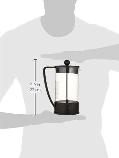 Cafetera de prensa francesa Bodum Brazil de 940 ml, vidrio de borosilicato de alta resistencia, color negro - Fabricada en Portugal