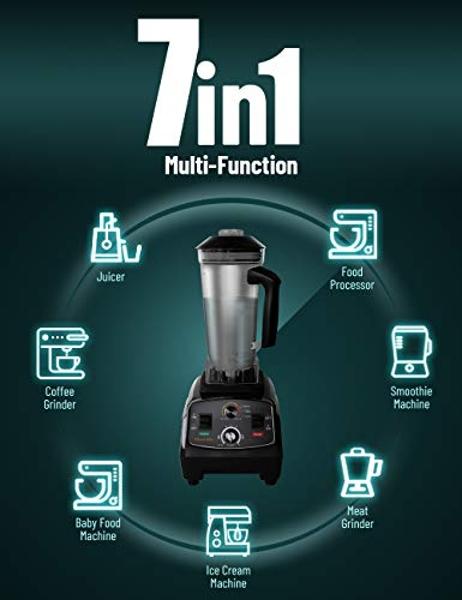 Licuadora profesional WantJoin, licuadora comercial de 68 oz para cocina, máx. 1800 W, alta potencia, para uso doméstico y comercial, con temporizador, licuadora de 2200 ml para tr