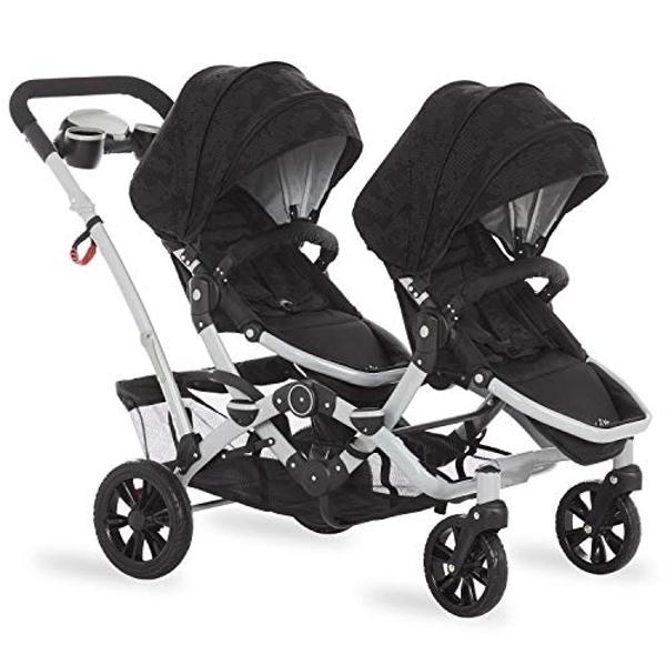 Cochecito doble Dream On Me Track Tandem con sombrilla en negro. Ligero, para bebés y niños pequeños, con asientos reversibles y reclinables multiposición, canasta de almacenamient