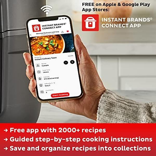 Horno tostador y freidora de aire Instant Pot Omni Plus de 19 cuartos/18 litros, 10 funciones en 1, apto para pizza de 30 cm, crujiente, asado, horneado, rostizado, tostado, calent