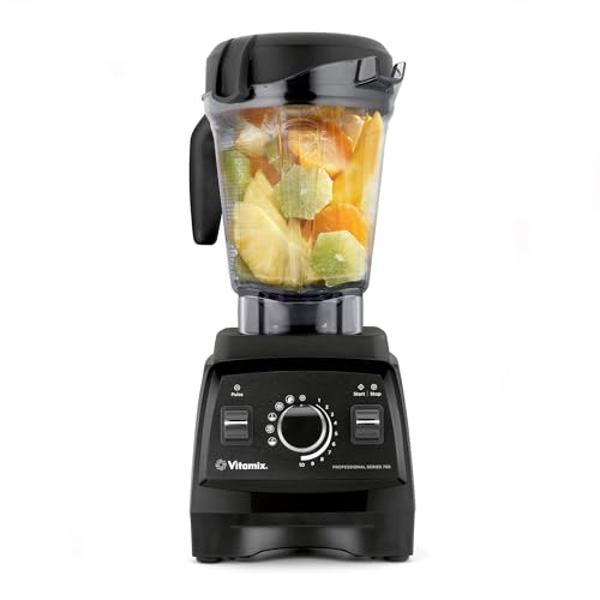 Licuadora Vitamix Professional Series 750, de calidad profesional, con recipiente de perfil bajo de 1,7 litros (64 oz), negra, autolimpiable - 1957