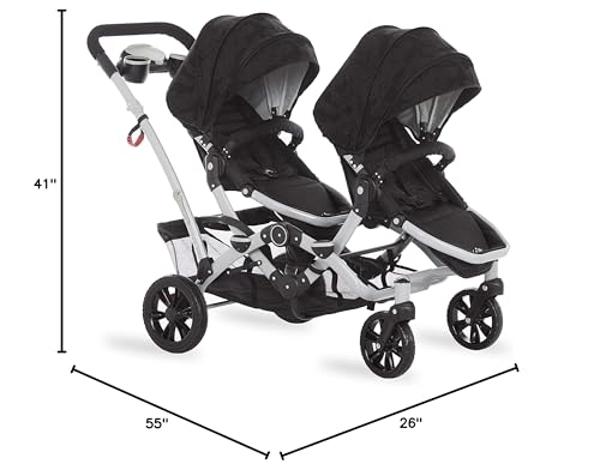Cochecito doble Dream On Me Track Tandem con sombrilla en negro. Ligero, para bebés y niños pequeños, con asientos reversibles y reclinables multiposición, canasta de almacenamient