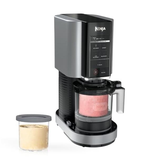 Máquina para hacer helados Ninja CREAMi con 5 programas de un solo toque y dos recipientes de 16 oz con tapas de almacenamiento NC300
