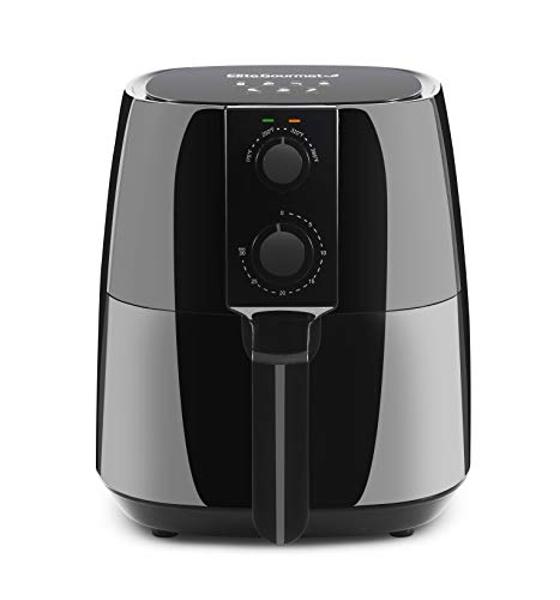 Freidora de aire caliente eléctrica digital Elite Gourmet EAF4617, 1350 W, sin aceite, con temporizador y controles de temperatura, 4 cuartos de galón, color negro