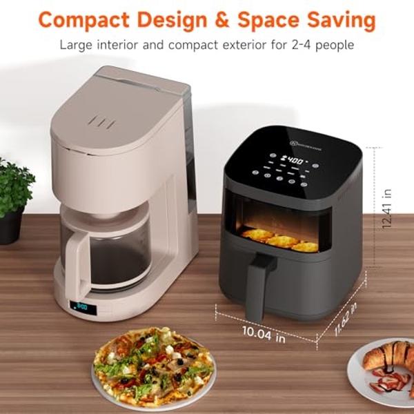 Horno freidora de aire Cuisinart de acero inoxidable con cesta de 4.5 cuartos de galón, piezas aptas para lavavajillas con 4 ajustes preestablecidos para asar, hornear, gratinar, f