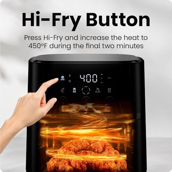 Horno freidora de aire Cuisinart de acero inoxidable con cesta de 4.5 cuartos de galón, piezas aptas para lavavajillas con 4 ajustes preestablecidos para asar, hornear, gratinar, f