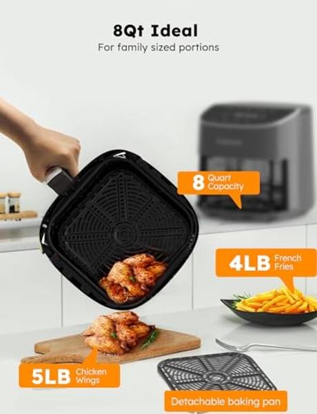 Horno freidora de aire Cuisinart de acero inoxidable con cesta de 4.5 cuartos de galón, piezas aptas para lavavajillas con 4 ajustes preestablecidos para asar, hornear, gratinar, f