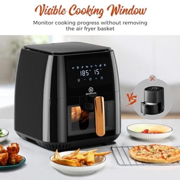 Bandeja de acero Gotham para freidora de aire, 2 piezas, cestas de cobre antiadherentes para freír en horno de convección, ideal para hornear y dorar alimentos, apta para lavavajil