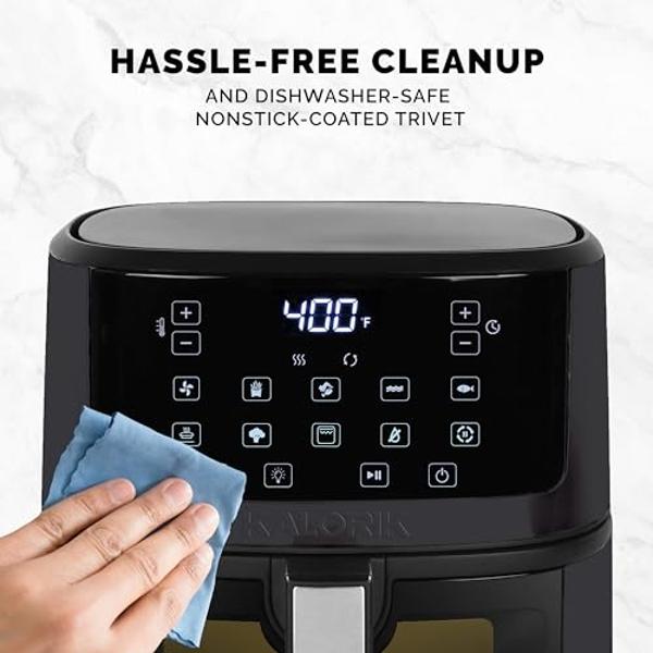 Freidora de aire digital Deco Chef XL de 3.7 cuartos con 7 programas inteligentes, pantalla táctil LED, cesta antiadherente sin aceite, temporizador de encimera, estación de freír 