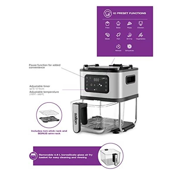 Freidora de aire digital Deco Chef XL de 3.7 cuartos con 7 programas inteligentes, pantalla táctil LED, cesta antiadherente sin aceite, temporizador de encimera, estación de freír 