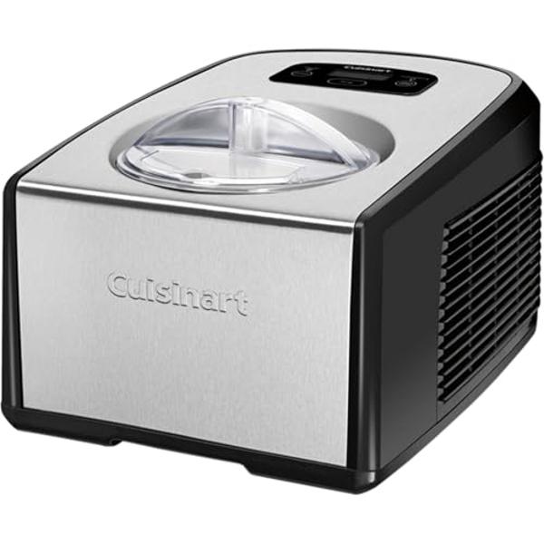 Máquina para hacer helado y gelato Cuisinart ICE-100 de 1.5 cuartos, totalmente automática, con compresor de calidad comercial y 2 paletas, función de enfriamiento de 10 minutos, c