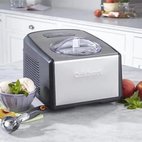 Máquina para hacer helado y gelato Cuisinart ICE-100 de 1.5 cuartos, totalmente automática, con compresor de calidad comercial y 2 paletas, función de enfriamiento de 10 minutos, c
