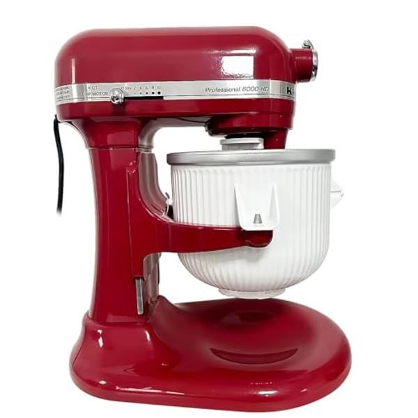 Accesorio para helado Gdrtwwh para batidora de pie KitchenAid, máquina para hacer helados y sorbetes, compatible con batidoras de pie KitchenAid de 4,5 a 5 cuartos y tazón con elev