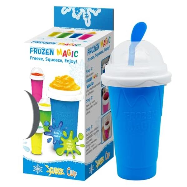 Vaso para granizados, vaso para granizados, vaso para exprimir leche, cola, vaso mágico de congelación rápida, vaso refrescante, vaso para batidos con tapa y pajita para todas las 