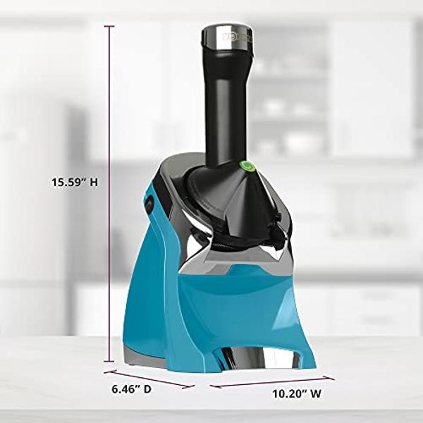 Máquina para hacer helados suaves de fruta congelada sin lácteos vegana Yonanas 988TL Deluxe, sin BPA, incluye 75 recetas, 200 vatios, color verde azulado