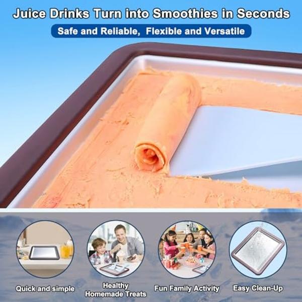 Máquina para hacer helados enrollados ROEDEER, con 2 espátulas, ideal para hacer helados caseros, incluye libro de recetas, regalo divertido para niños, color rosa y blanco