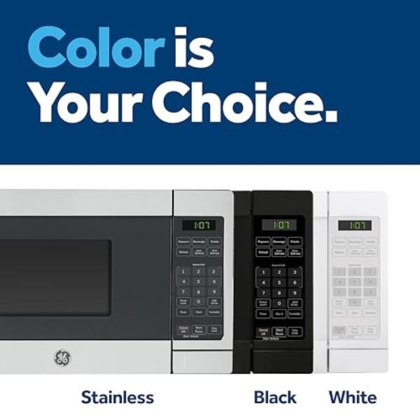 Horno microondas GE GCST07N1WBB, 700 vatios, 6 ajustes de cocción automáticos, bloqueo para niños, accesorio esencial de cocina para encimera, dormitorio o apartamento, 0.7 pies cú