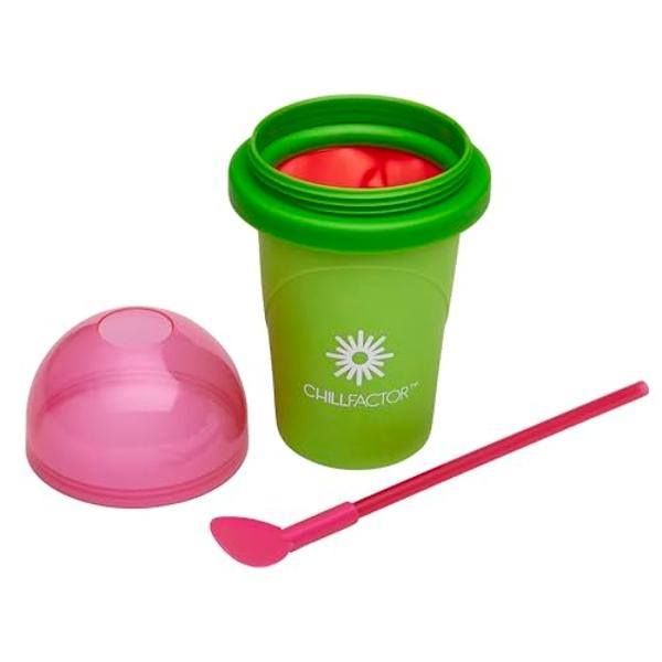 Cra-Z-Art ChillFactor Original - Vaso para granizados: prepara granizados, smoothies y batidos congelados súper rápidos. Vaso refrescante. Vaso exprimidor de doble capa con cuchara