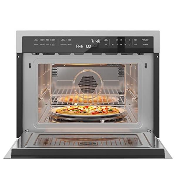 Horno de convección y microondas KoolMore de 24 pulgadas con asador, puerta de cierre suave, 1000 vatios de potencia, acabado en acero inoxidable y pantalla LCD táctil (KM-CWO24-SS