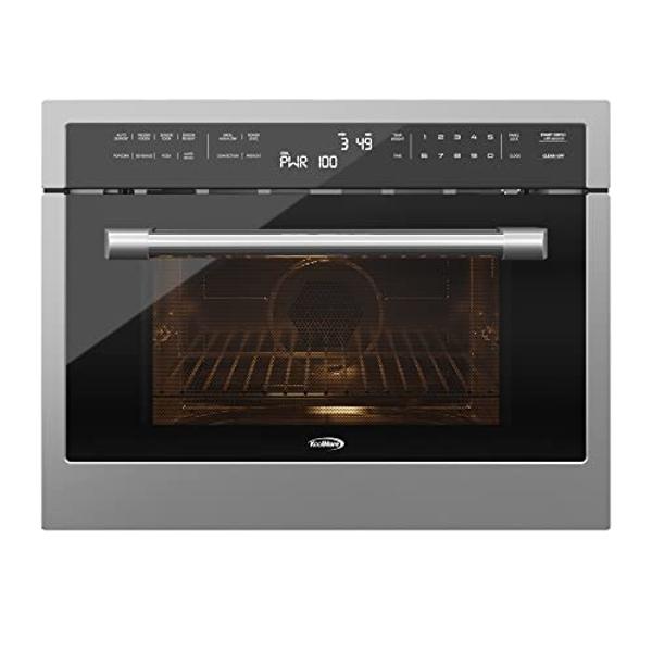 Horno de convección y microondas KoolMore de 24 pulgadas con asador, puerta de cierre suave, 1000 vatios de potencia, acabado en acero inoxidable y pantalla LCD táctil (KM-CWO24-SS