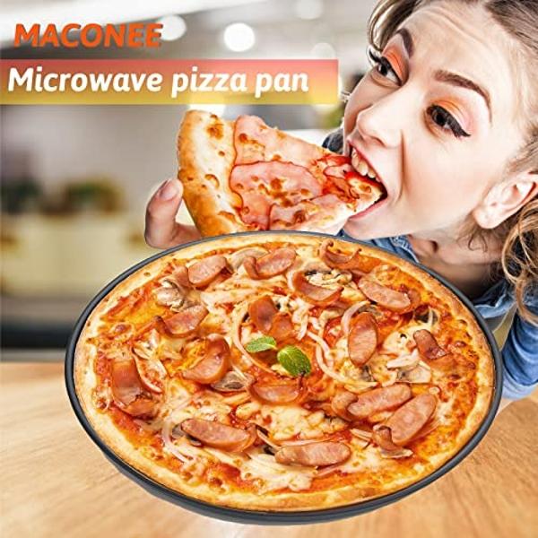 MACONEE - Sartén crujiente universal para microondas de 12 pulgadas, para cocinar en microondas, para recalentar pizza congelada, nuggets de pollo y tostadas francesas con efecto c