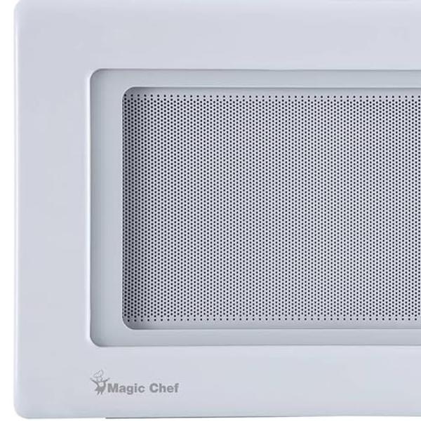 Horno microondas pequeño de encimera Magic Chef de acero inoxidable de 900 vatios y 0.9 pies cúbicos para espacios compactos con 6 modos de cocción preprogramados, color blanco