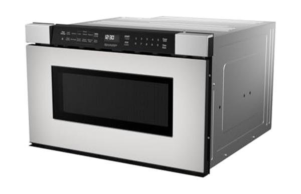 Horno microondas de cajón Sharp SMD2440JS, 24 pulgadas, 1.2 pies cúbicos, 950 vatios, panel de control táctil en ángulo, acero inoxidable