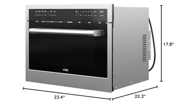 Horno de convección y microondas KoolMore de 24 pulgadas con asador, puerta de cierre suave, 1000 vatios de potencia, acabado en acero inoxidable y pantalla LCD táctil (KM-CWO24-SS