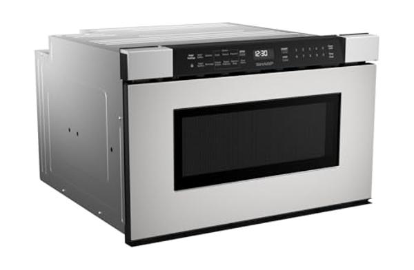 Horno microondas de cajón Sharp SMD2440JS, 24 pulgadas, 1.2 pies cúbicos, 950 vatios, panel de control táctil en ángulo, acero inoxidable