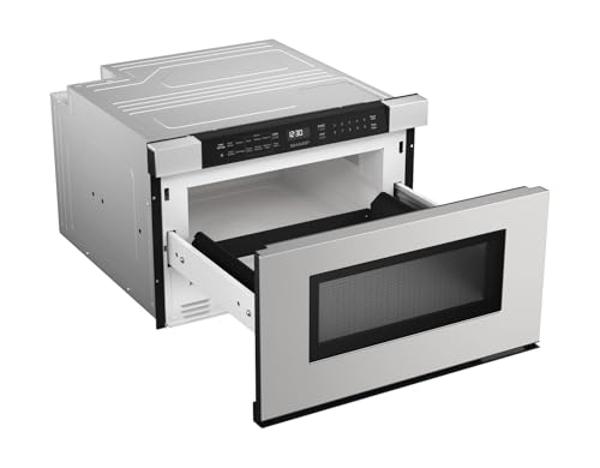 Horno microondas de cajón Sharp SMD2440JS, 24 pulgadas, 1.2 pies cúbicos, 950 vatios, panel de control táctil en ángulo, acero inoxidable