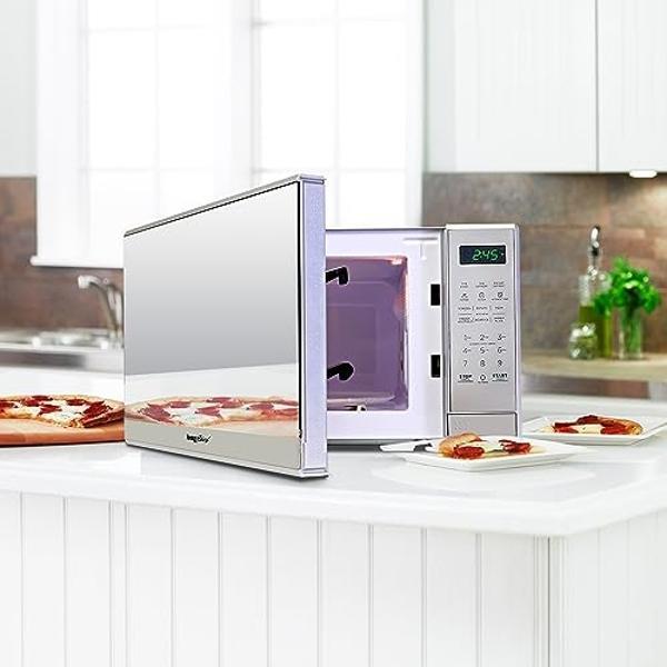 Horno microondas Total Chef de 0.7 pies cúbicos - Acero inoxidable, estilo compacto, electrodoméstico inteligente de cocina de encimera con función táctil digital, función preconfi