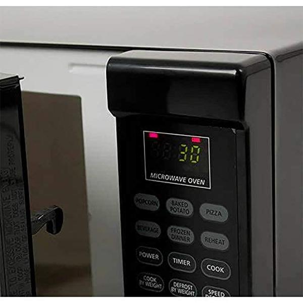 Horno microondas pequeño de encimera Magic Chef de acero inoxidable de 900 vatios y 0.9 pies cúbicos para espacios compactos con 6 modos de cocción preprogramados, color blanco