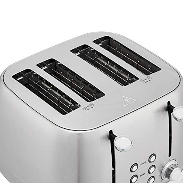 Tostadora retro MÜELLERHOME para 2 rebanadas, 7 niveles de tostado, 3 funciones (recalentar, descongelar, cancelar), bandeja recogemigas extraíble, compartimento para cable bajo la
