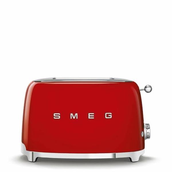 Tostadora SMEG de 2 rebanadas con 6 preajustes, función de descongelación y bandeja recogemigas extraíble TSF01RDUS, ROJA
