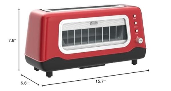 Tostadora SMEG de 2 rebanadas con 6 preajustes, función de descongelación y bandeja recogemigas extraíble TSF01RDUS, ROJA