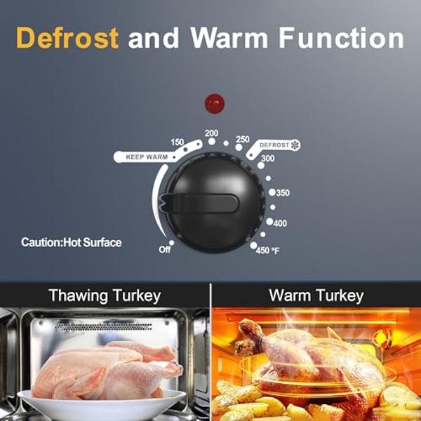 Horno asador eléctrico de 26 cuartos de galón, asador de pavo eléctrico con tapa de visualización y auto-rociado, horno asador de pavo de acero inoxidable, azul