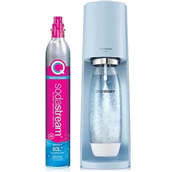 SodaStream - Máquina de agua con gas Terra | PAQUETE ECONÓMICO | Sistema de CO2 CQC | Incluye 2 cilindros de CO2, 3 botellas de 947 ml (32 onzas líquidas) aptas para lavavajillas, 