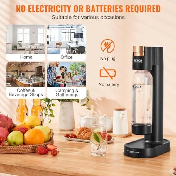 VEVOR - Máquina para hacer agua con gas, para carbonatación doméstica, kit de inicio para agua con gas con botella PET de 1 l sin BPA, compatible con cilindros de CO2 de rosca conv