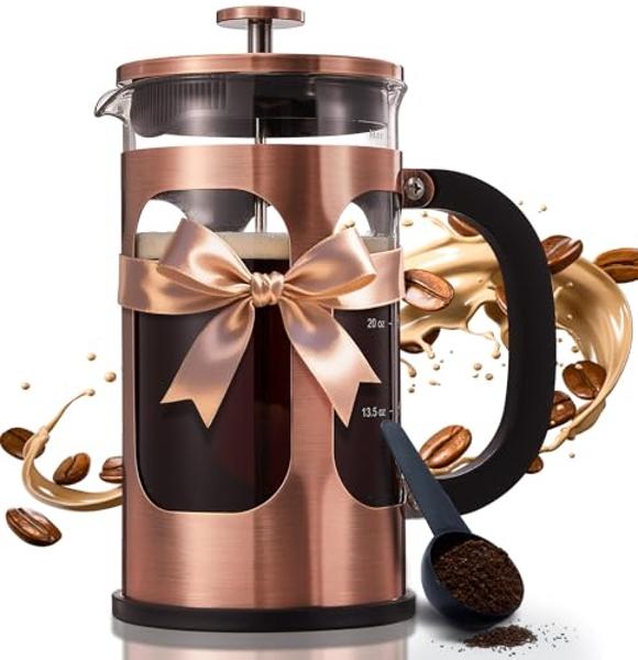Cafetera de prensa francesa BAYKA de 1 litro y 34 oz, ideal como regalo para mamá, ideal para amantes del café, de acero inoxidable con vidrio de borosilicato grueso resistente al 