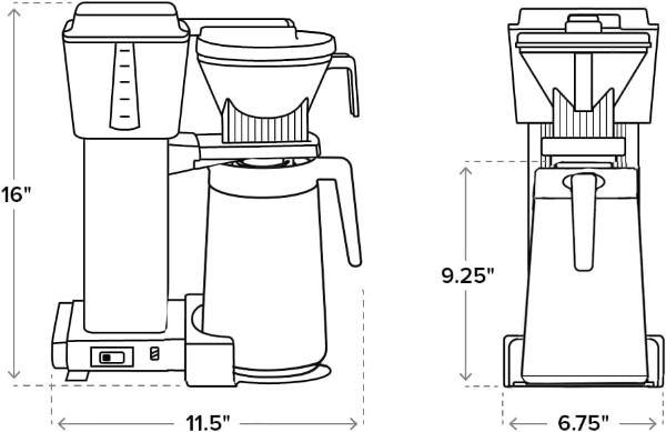Cafetera térmica Technivorm Moccamaster 79317 KBGT de 10 tazas, 40 onzas, gris piedra, 1,25 l