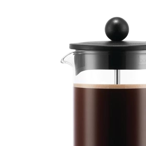Cafetera de prensa francesa Bodum Brazil de 355 ml, vidrio de borosilicato de alta resistencia, color negro - Fabricada en Portugal