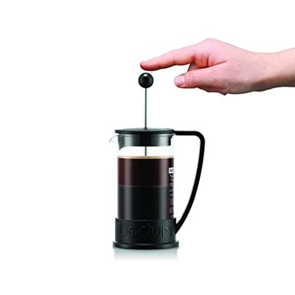 Cafetera de prensa francesa Bodum Brazil de 355 ml, vidrio de borosilicato de alta resistencia, color negro - Fabricada en Portugal