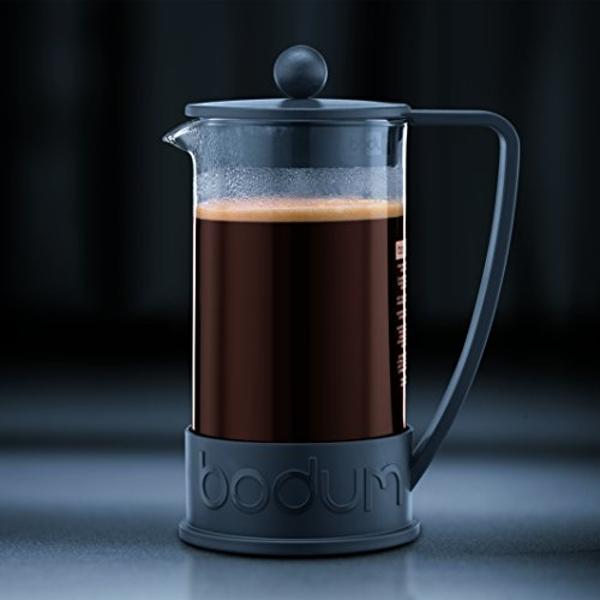 Cafetera de prensa francesa Bodum Brazil de 1,5 litros, vidrio de borosilicato de alta resistencia, color negro - Fabricada en Portugal
