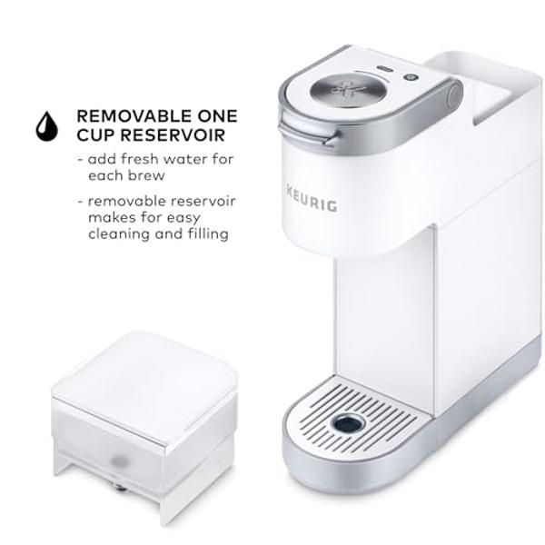Cafetera monodosis Keurig K-Mini Plus para cápsulas K-Cup, con capacidad de preparación de 6 a 12 oz, capacidad para hasta 9 cápsulas K-Cup, apta para tazas de viaje, color blanco 