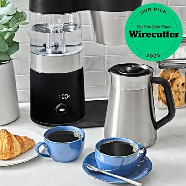 Cafetera de acero inoxidable OXO Brew de 9 tazas, color plateado y negro