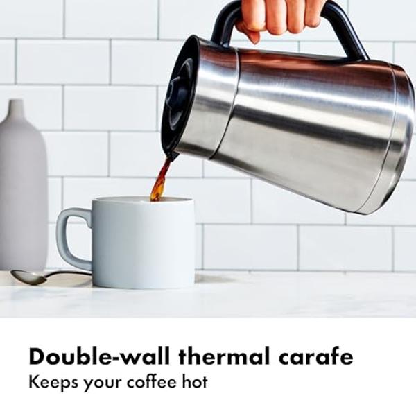 Cafetera de acero inoxidable OXO Brew de 9 tazas, color plateado y negro