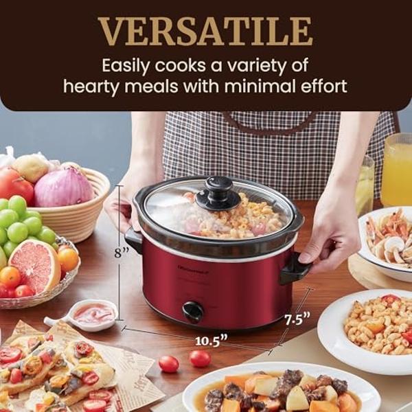 Olla de cocción lenta eléctrica ovalada Elite Gourmet MST-275XR, temperatura ajustable, platos principales, salsas, guisos y aderezos, tapa y recipiente de vidrio aptos para lavava
