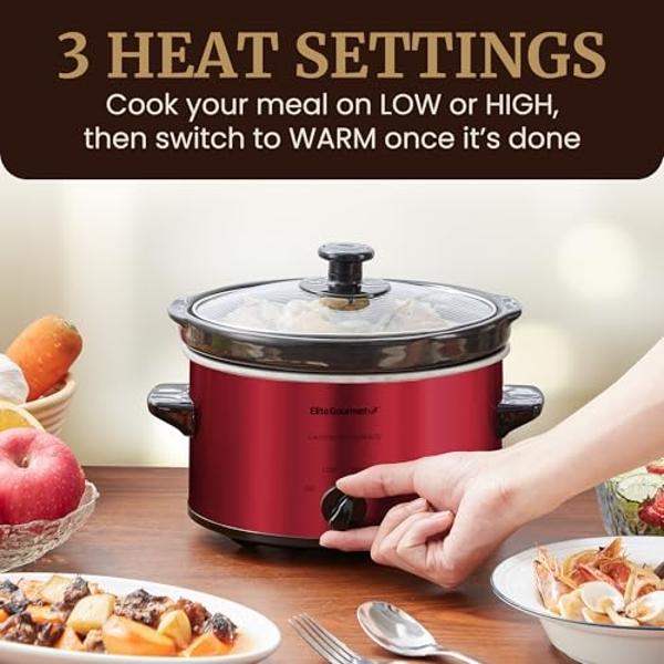 Olla de cocción lenta eléctrica ovalada Elite Gourmet MST-275XR, temperatura ajustable, platos principales, salsas, guisos y aderezos, tapa y recipiente de vidrio aptos para lavava