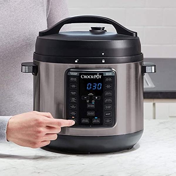 Olla de cocción lenta y a presión programable Crock-Pot XL Express Crock multiusos de 8 cuartos con control manual de presión, hervir y cocinar a fuego lento, de acero inoxidable n
